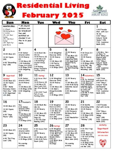 Residential Living Calendar February 2025