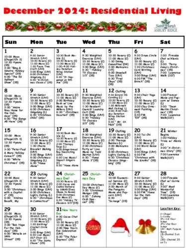 Residential Living Calendar 2024